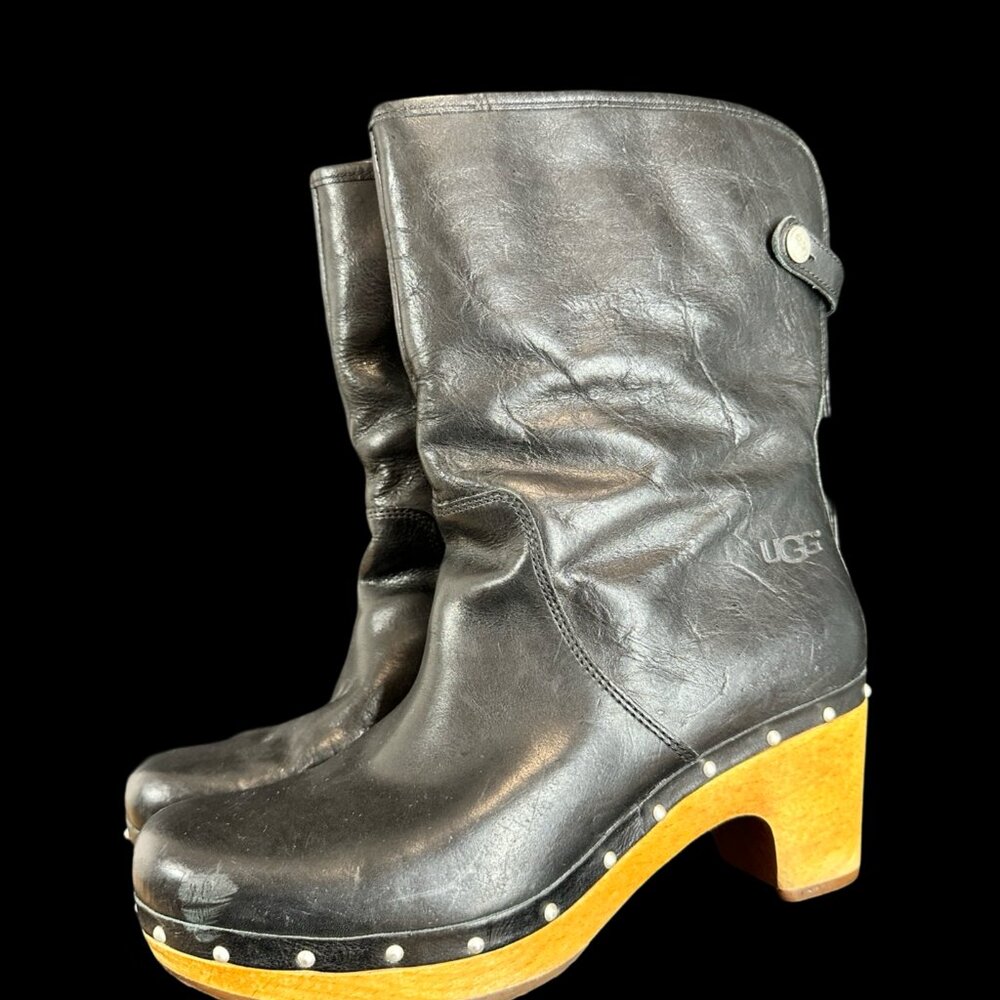 Black Uggs, convertible fur lined clog boots